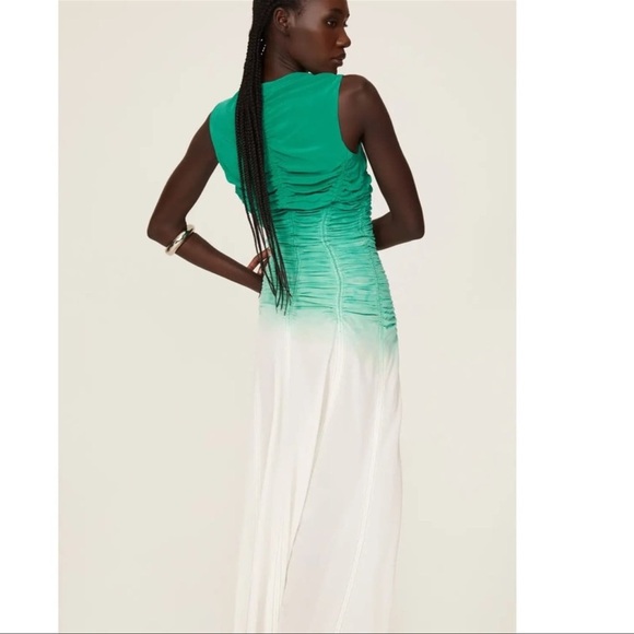 Marina Moscone Green Sleeveless V-Neck Maxi Gown - Picture 5 of 6